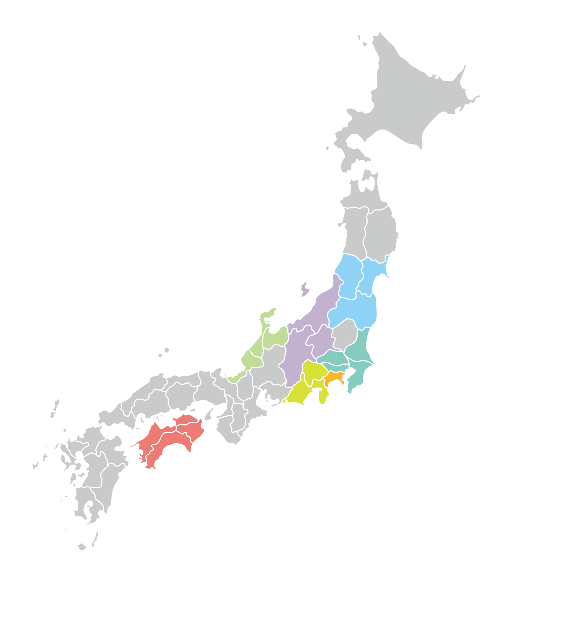 日本地図と店舗所在地